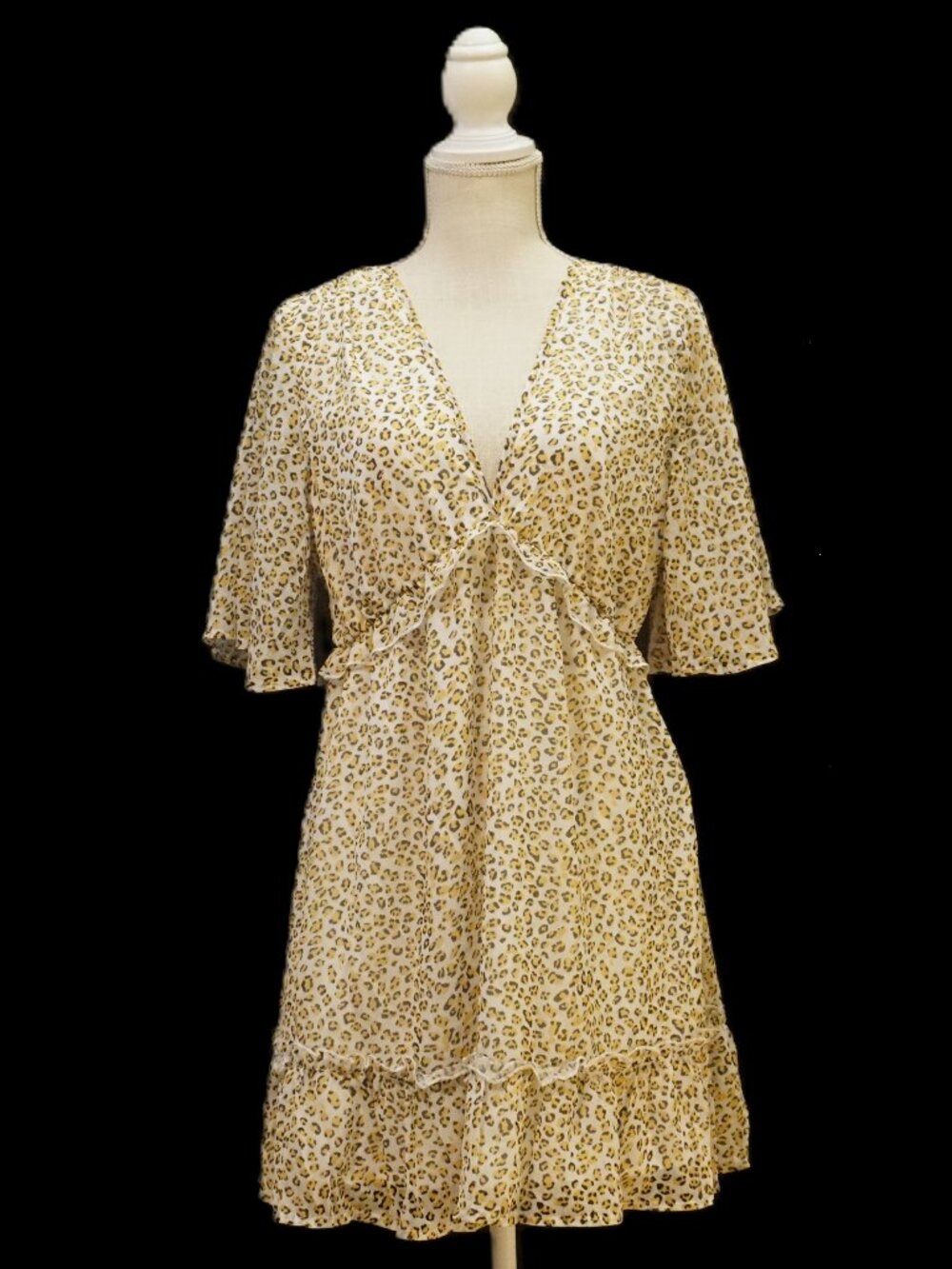 Cupshe Yellow Leopard Print Sundress Ruffle Details Women’s Med